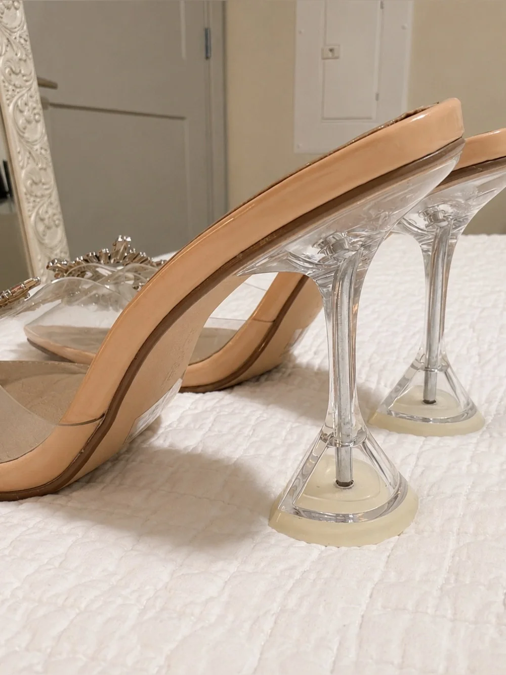 Lulus Lemonade Clear Rhinestone Mule Heels – Size 8 - Picture 2 of 4